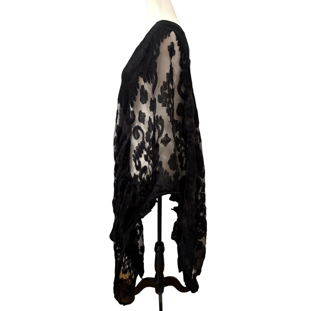 Miss Nikky Black Burnout Floral Print Kaftan Cover Up One Size Swim Resortwear - Picture 7 of 9